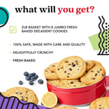 David's Cookies Fresh Baked Decadent Jumbo Lemon Blueberry Gourmet Cookies - 2lb Gift Basket Tin with 8 Large Lemon Blueberry Cookies - Bakery-Style