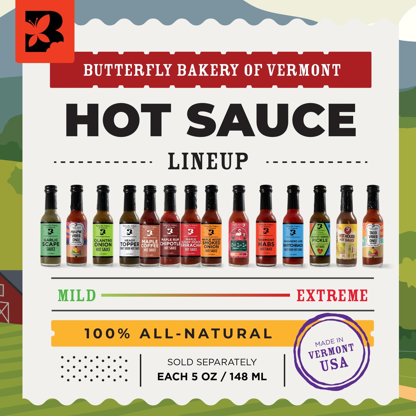 Butterfly Bakery of Vermont Vermont Habs Hot Sauce, 5 fl oz