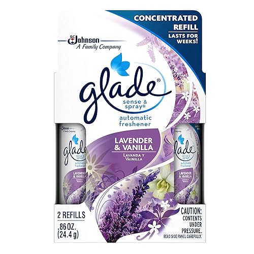 Glade Sense & Spray Automatic Air Freshener Refill, Lavender & Vanilla, 2 Ct, 0.86 oz