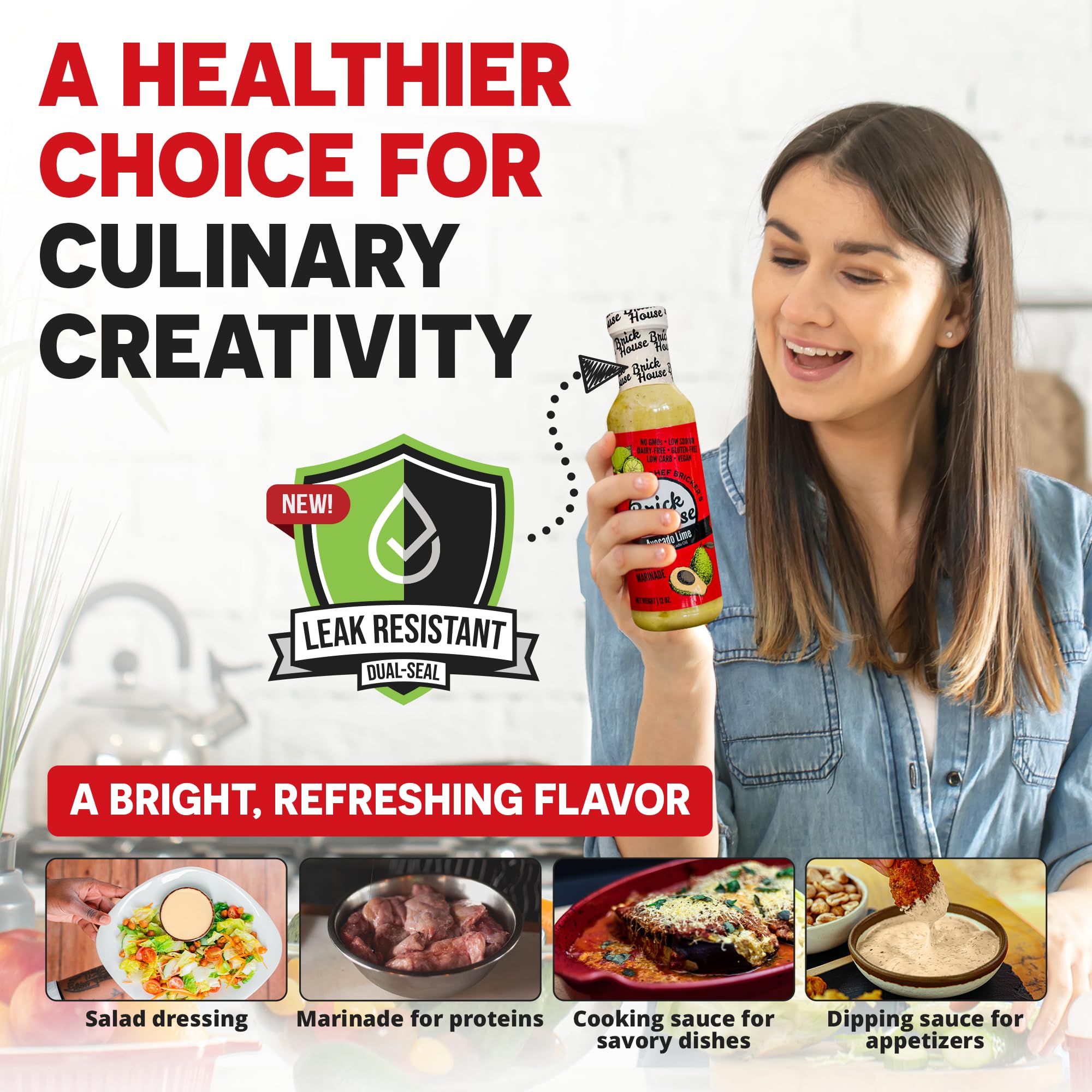 Brick House Avocado Lime Vinaigrette Salad Dressing, 12 oz - Vegan, Low Sodium Salad Dressing, Dairy-Free, Gluten-Free, Clean Label, Keto & Paleo