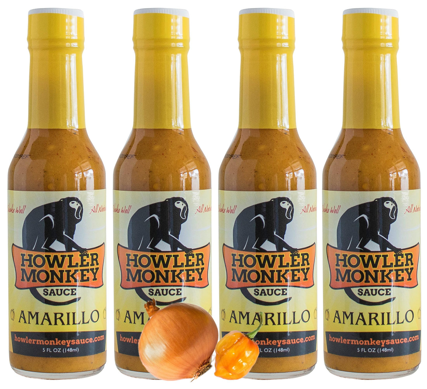 Howler Monkey Sauce - Amarillo Hot Sauce - 5 Fl Oz (Pack of 4)