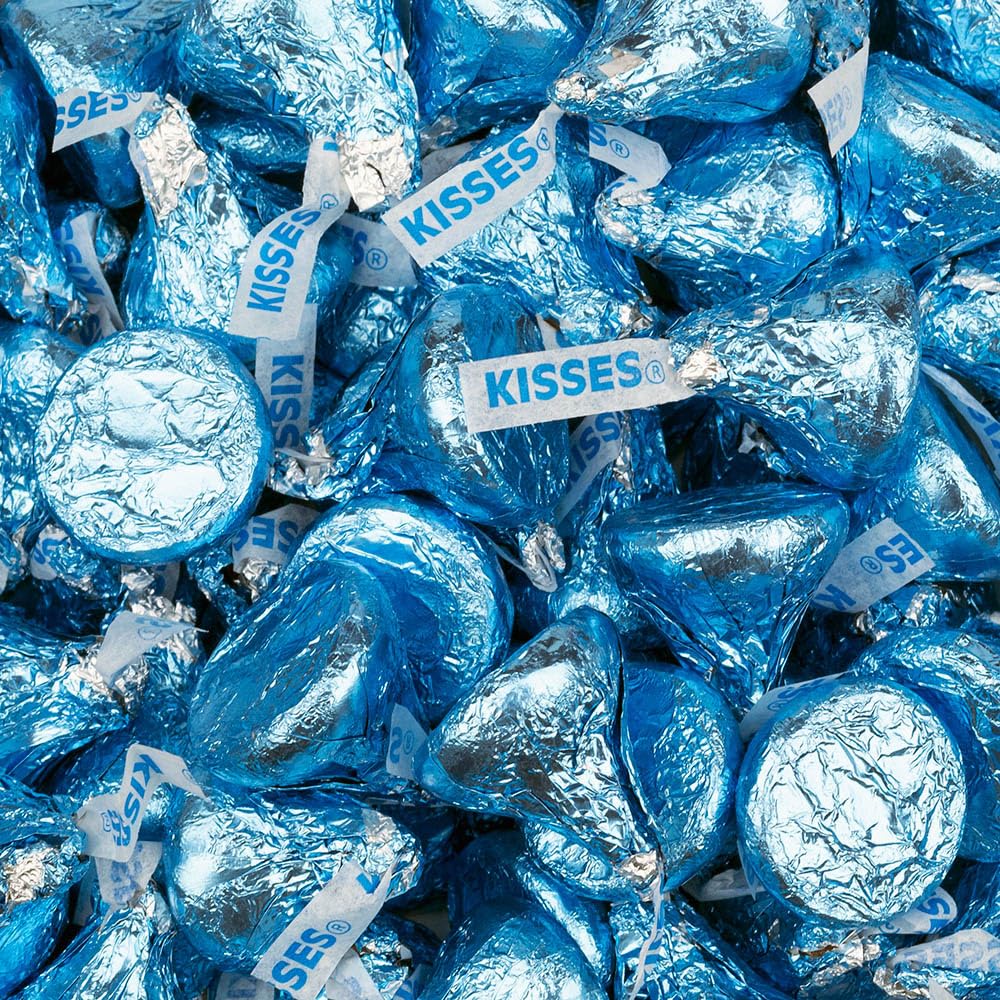 90ct Light Blue Candy Kisses Milk Chocolate (Approx. 90 pcs)