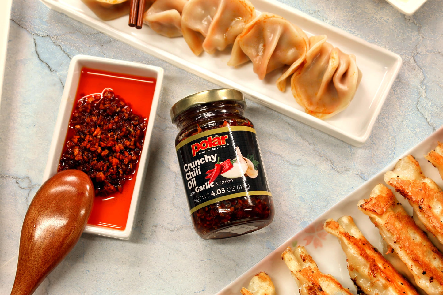 Polar Crunchy Garlic Chili Sauce 4.03oz (Pack of 1), Extra Crispy Chili Oil, Savory Umami Topping, Good on Everything, Gourmet Hot Sauce, Savory