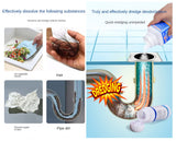 Pipeline unblocking agent strongly dissolves toilet, kitchen sewage, oil stains, plugs, deodorizers, deodorizers