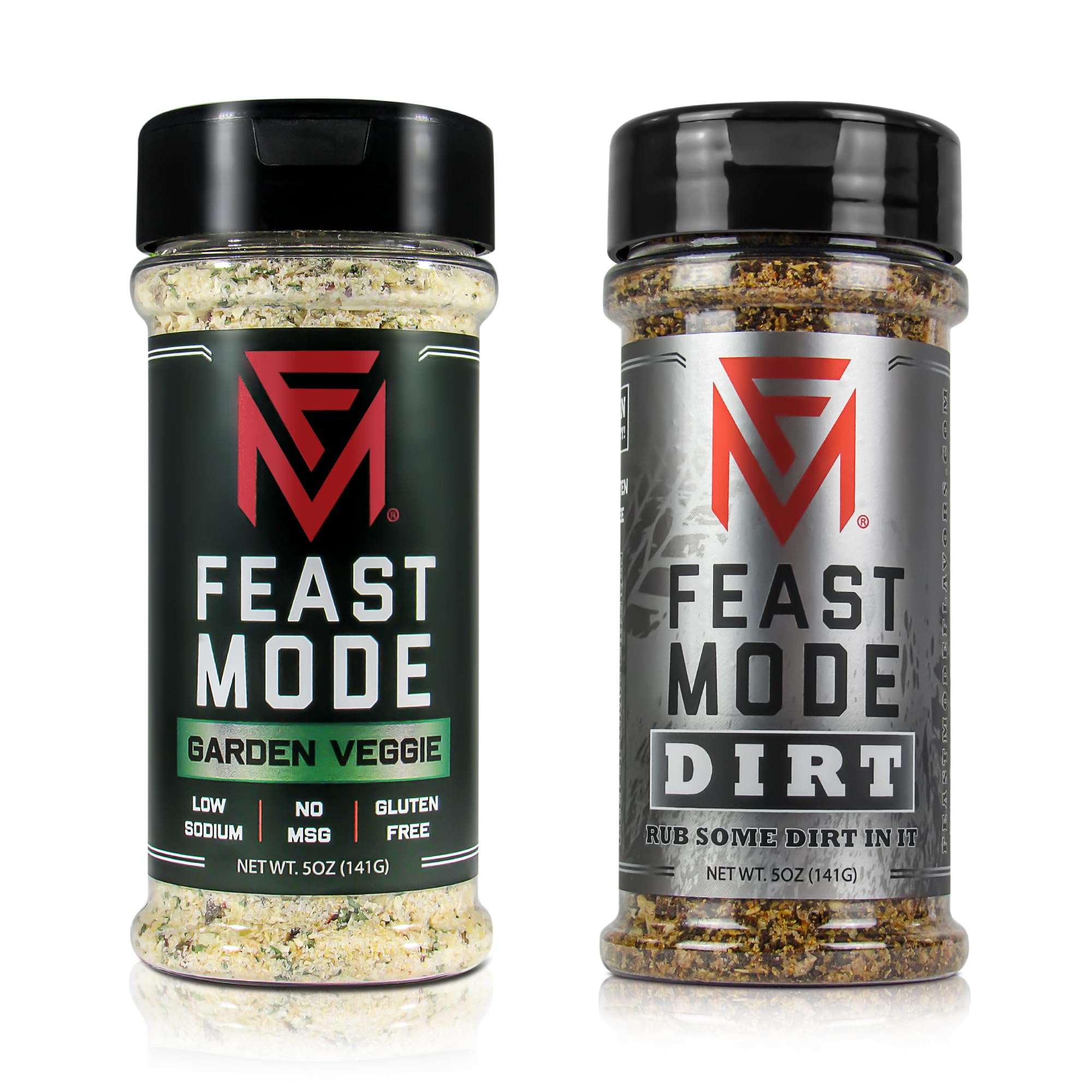 Feast Mode Flavors | Dirty Garden Pack | 2 count | 5oz seasonings | Garden Veggie | Dirt BBQ Rub | meal prep seasoning, low sodium, no msg, gluten