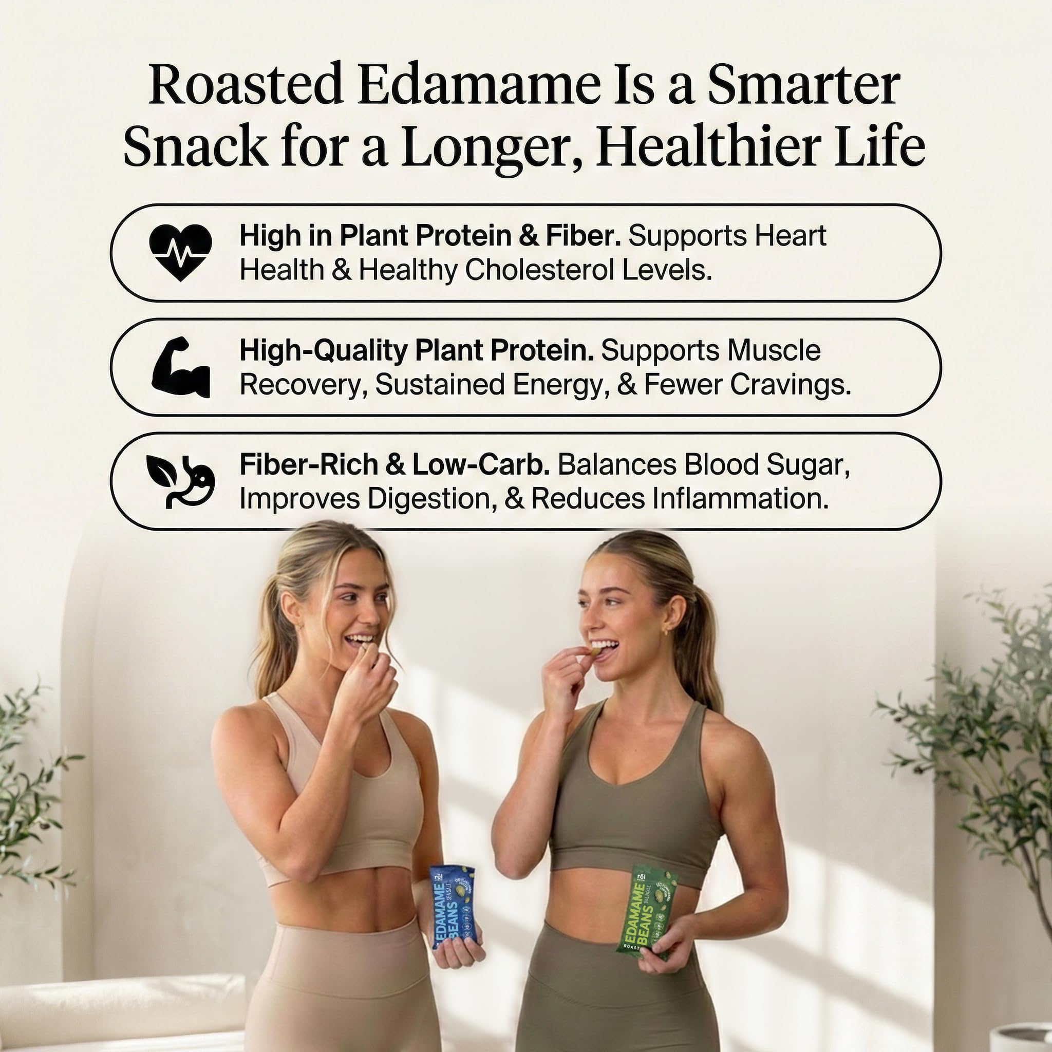 Rel Snacks Sea Salt Roasted Edamame Beans - High Protein, Low Carb Snack (11g Protein) - Keto, Vegan, Non-GMO - Made with Avocado Oil - 10 Pack, 0.9