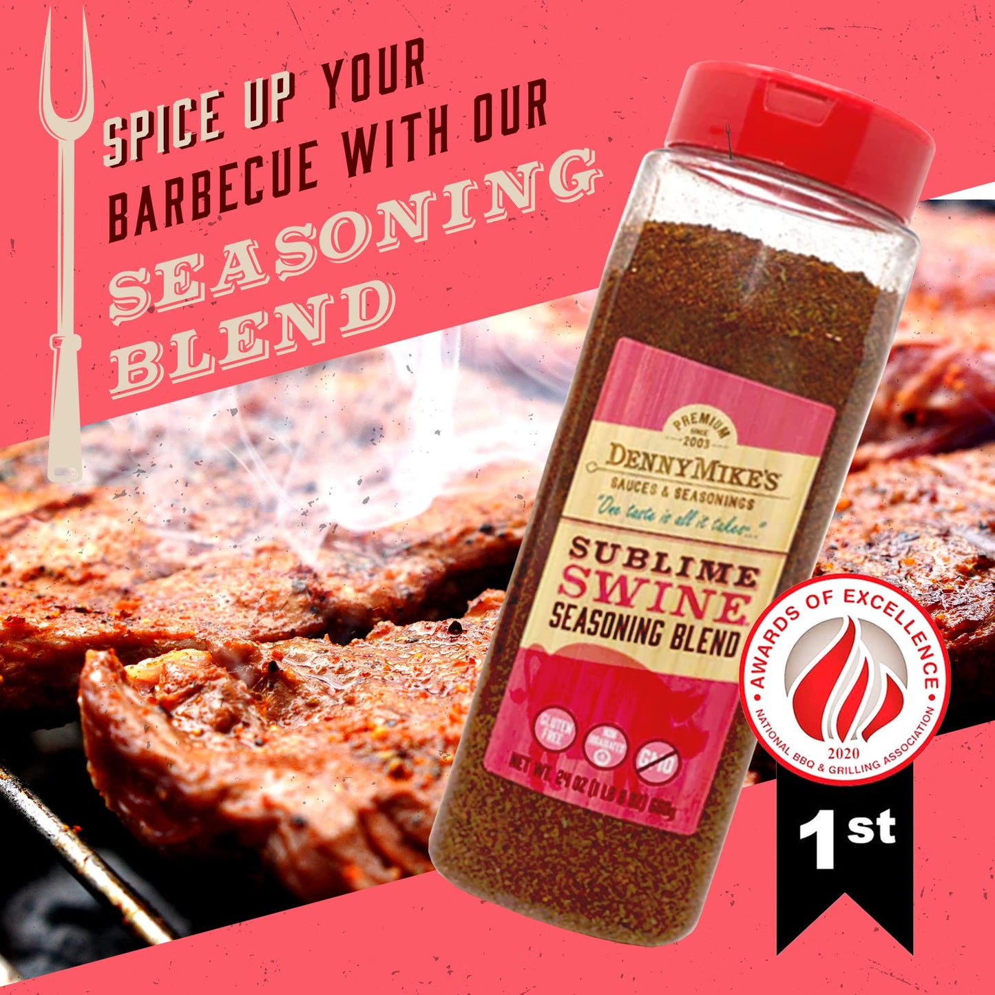 DennyMike’s Sublime Swine Seasoning Blend, All Natural Spices and Seasonings, Low Sodium and Keto-Friendly Chili Seasoning Mix, BBQ Rub for Cooking