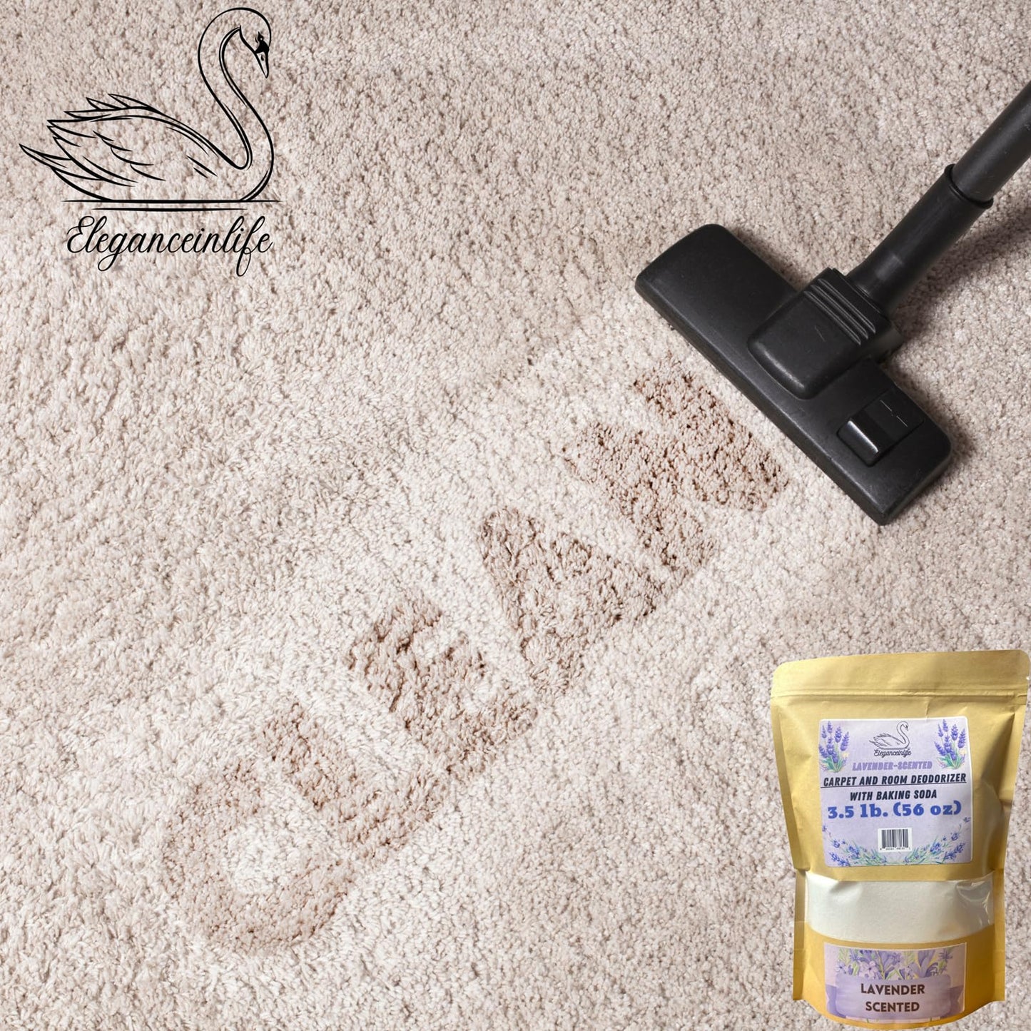 Eleganceinlife Lavender-Scented Carpet and Room Deodorizer With Baking Soda, 3.5 LB. (56 oz)