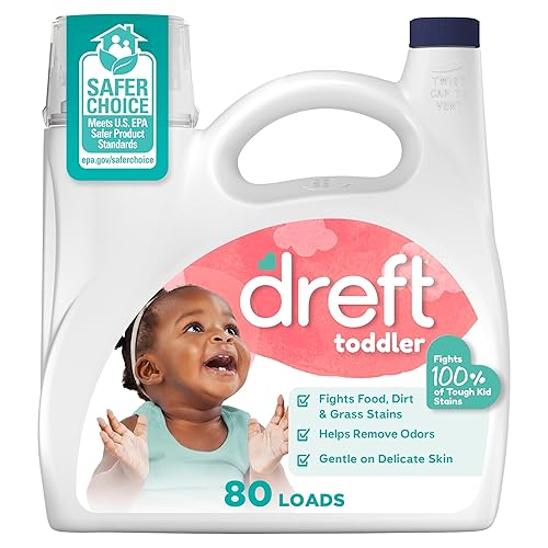 Dreft Toddler Liquid Laundry Detergent, Fights Stains, Removes Odors, 80 loads, 105 fl oz