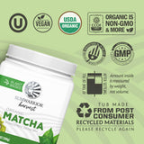 Organic Matcha Green Tea Powder Culinary Grade Matcha for Smoothies Baking Lattes Vegan Sugar & Dairy Free 225 Servings Sunwarrior