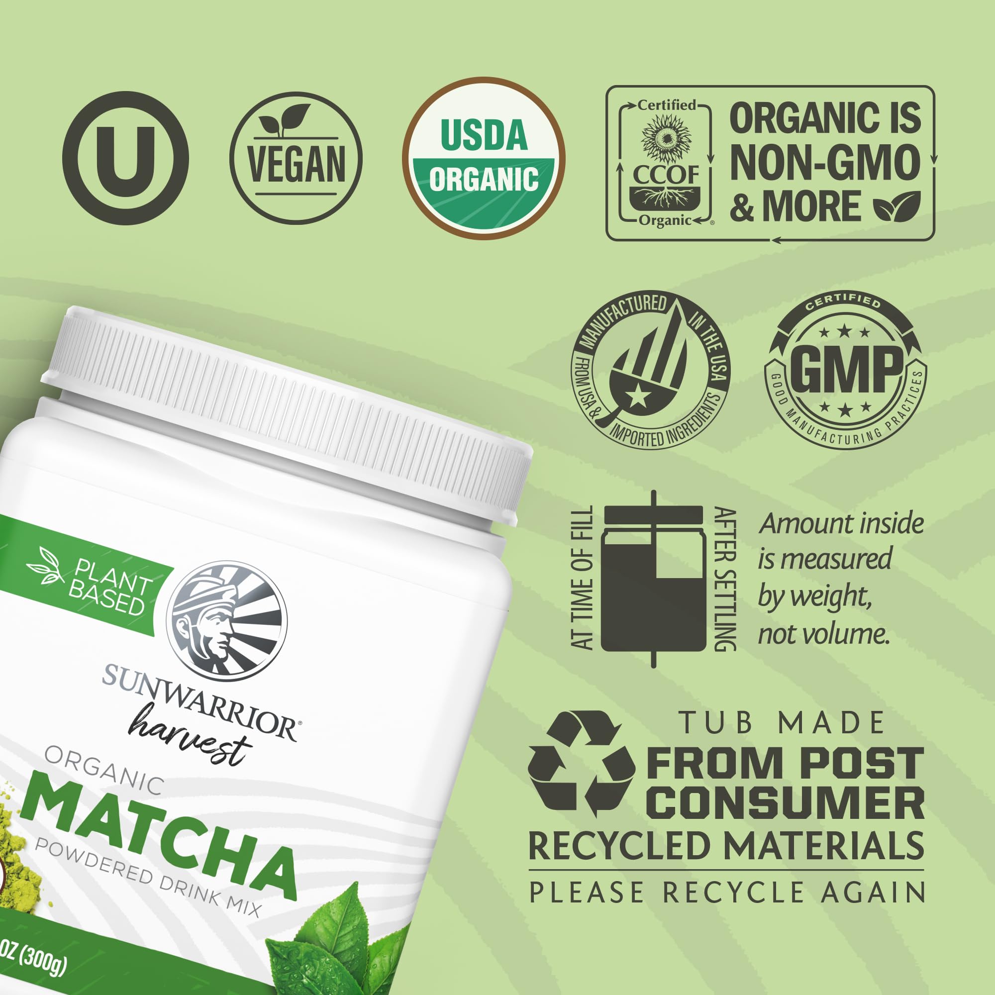 Organic Matcha Green Tea Powder Culinary Grade Matcha for Smoothies Baking Lattes Vegan Sugar & Dairy Free 225 Servings Sunwarrior