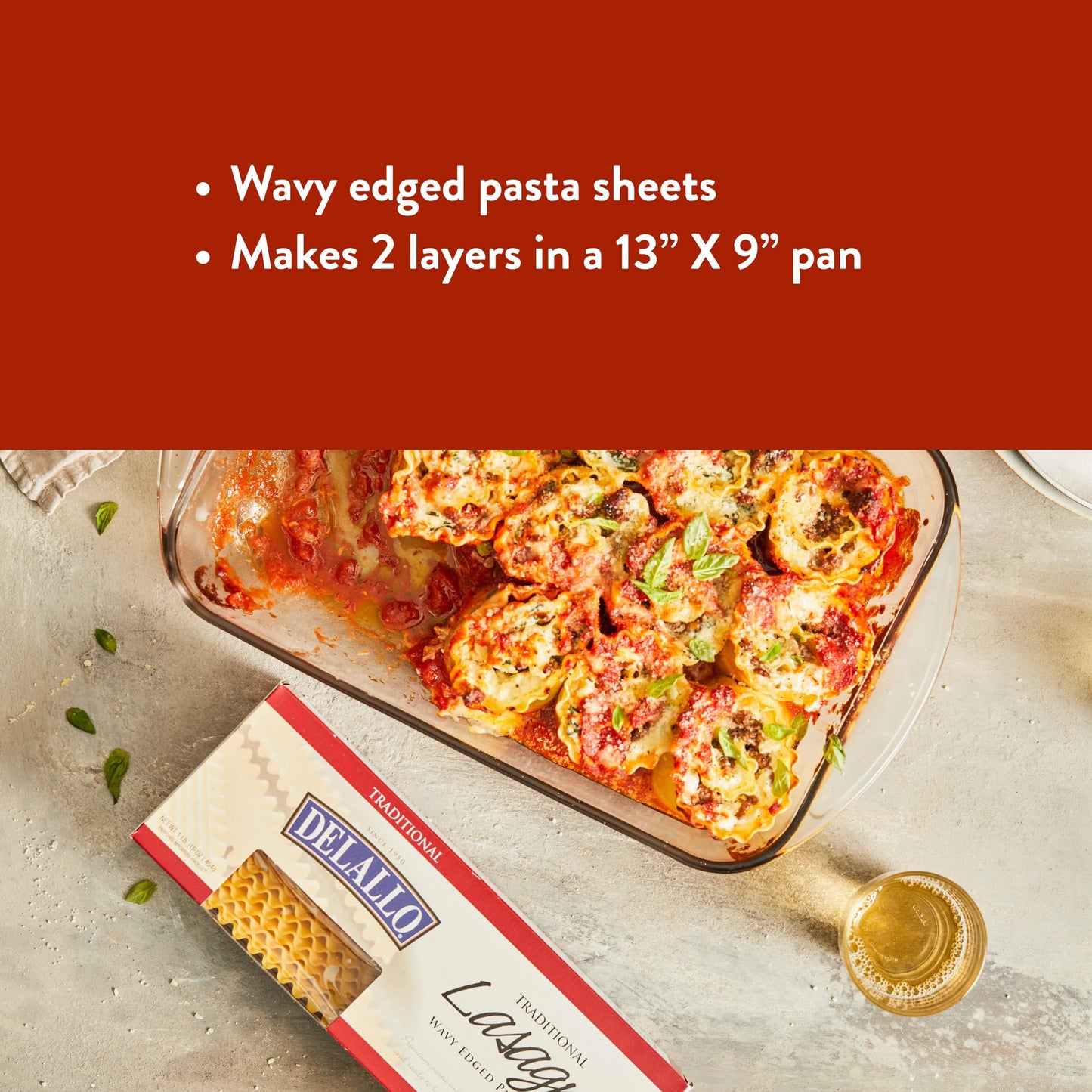 DeLallo Lasagna Sheets, 13.2 Ounce Box, Classic Italian Recipe, Made with 100% Durum Wheat Semolina Flour, Made in Italy, Vegan, Non-GMO, (4 Pack)