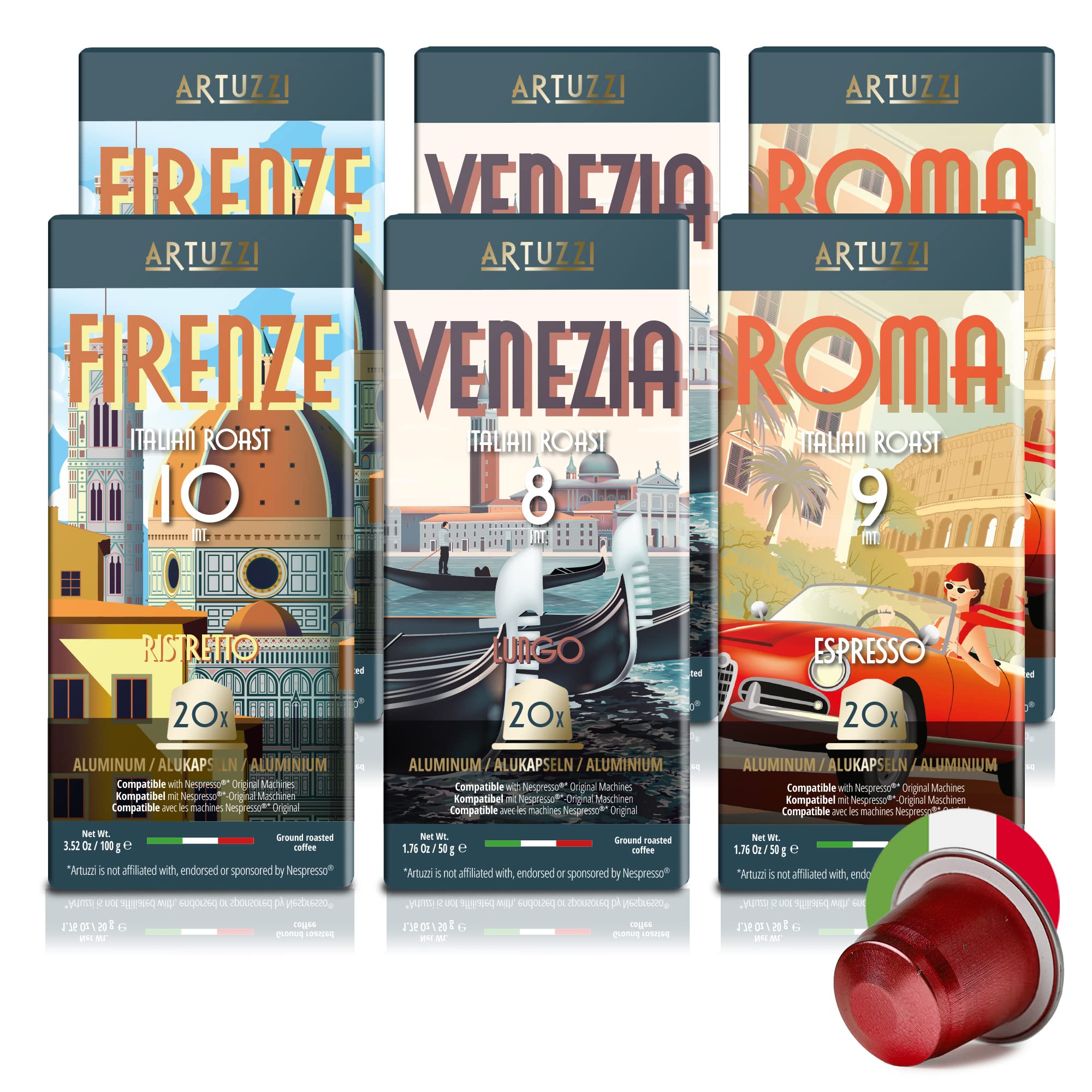 Artuzzi 120ct Compatible Nespresso Coffee Pods For Nespresso Original Machines | Espresso Ristretto Lungo Coffee Capsules | Espresso Variety Pack I