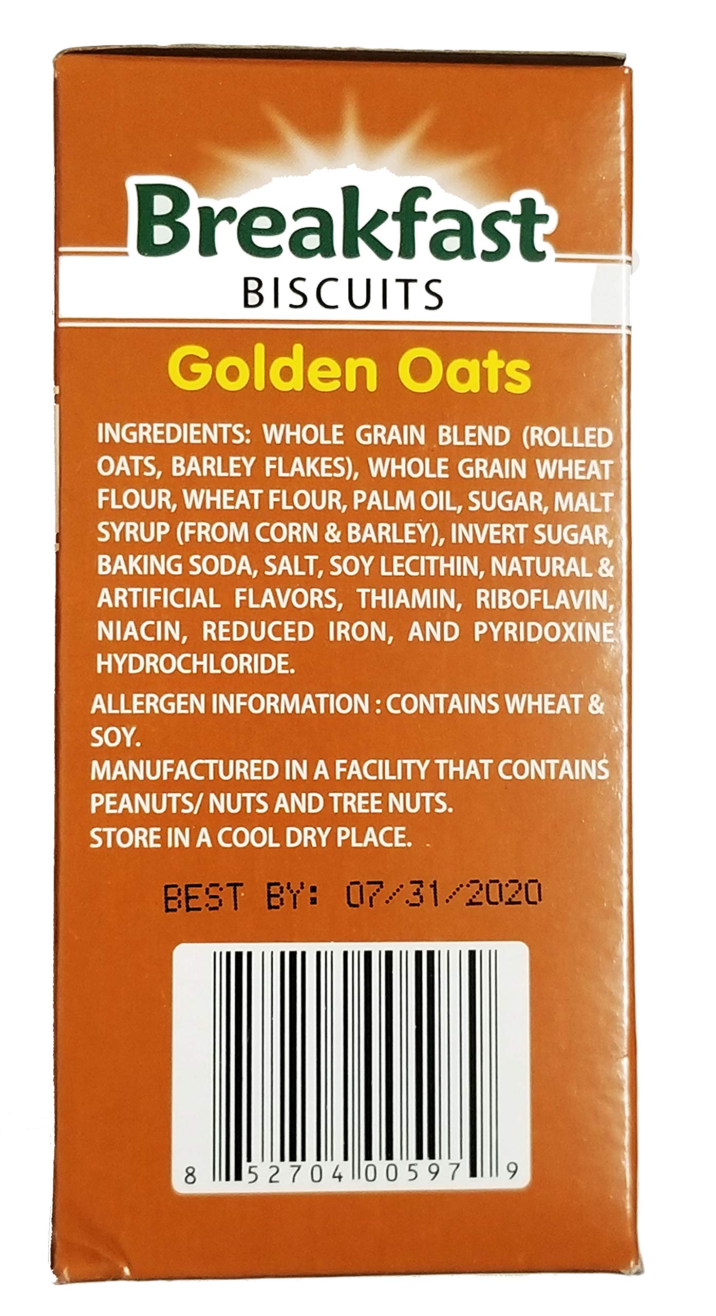 Sobisk Breakfast Biscuits. Golden Oats Flavor. Contains Wheat & Soy. 1 Box (6 count pk)