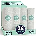Save Trees Bamboo Paper Towels 24pk - 3600 Sheets Rolls Ultra Absorbent & Durable Eco-Friendly Paper Towels -FSC-Certified, Vegan