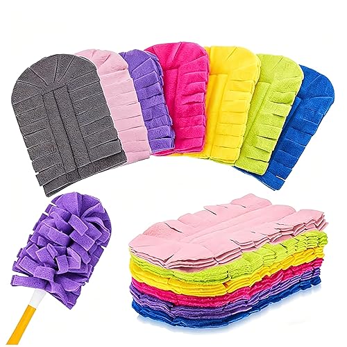 Cookiepapa 7-Piece Set of Reusable Dusting Brush Refills, Washable Microfiber Dusting Pads, Suitable for Home, Blinds, Cars, Pets, Furniture, Fans