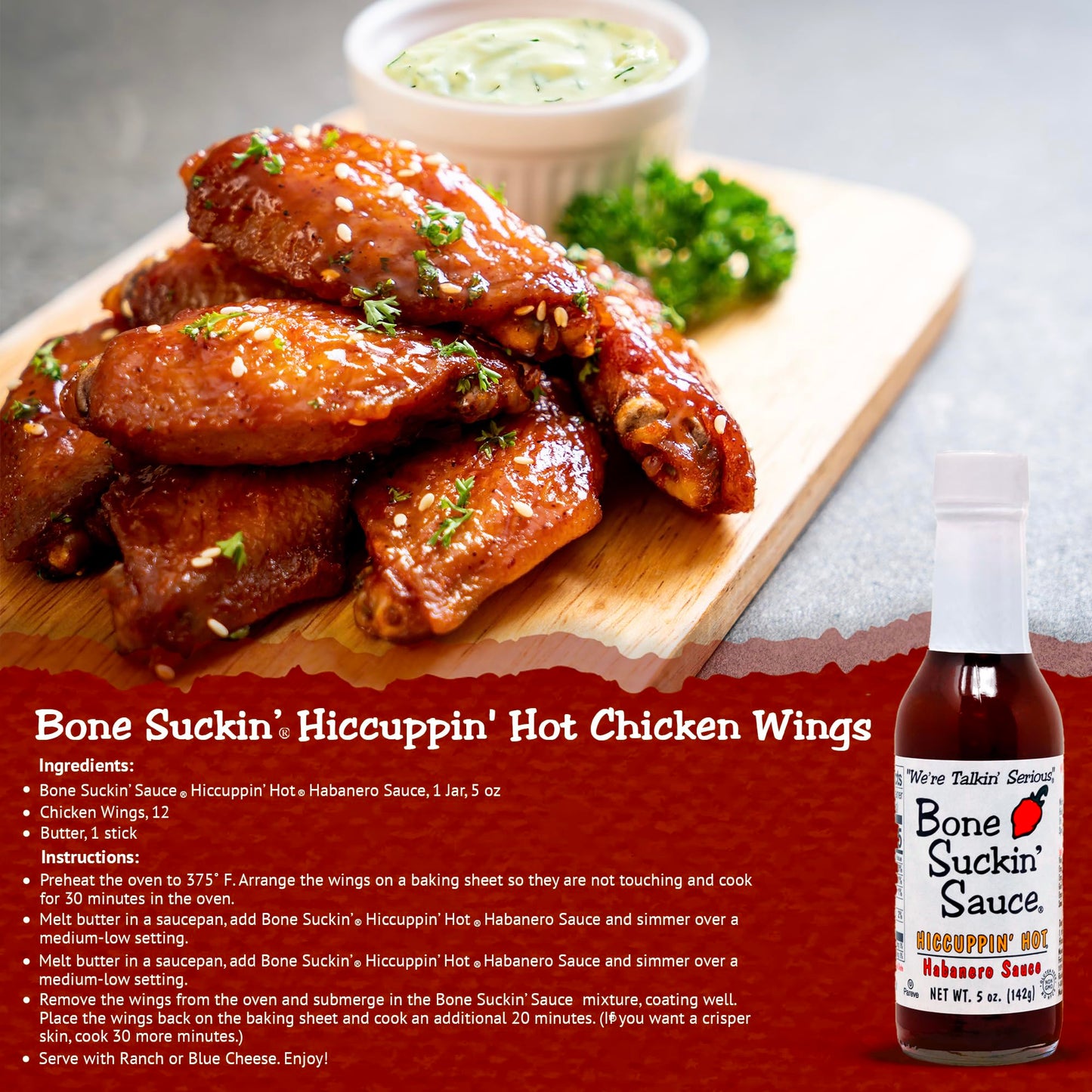 Bone Suckin' Hiccuppin' Hot Habanero Sauce - 5 oz. - Mother Nature's Habanero Heat Infusion - Perfect on All Foods