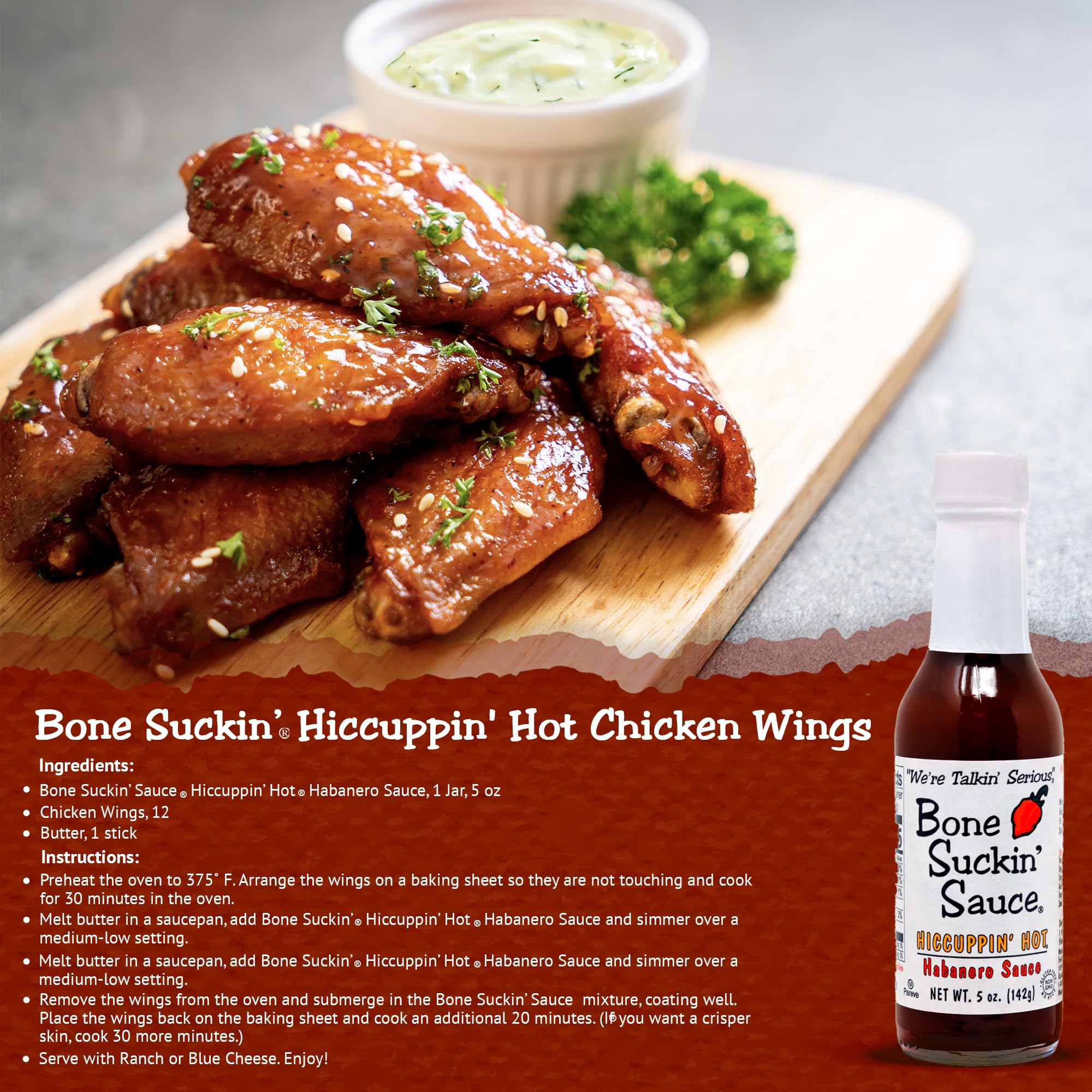 Bone Suckin' Hiccuppin' Hot Habanero Sauce - 5 oz. - Mother Nature's Habanero Heat Infusion - Perfect on All Foods