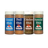 Big Cock Ranch Gourmet Seasoning Bundle All-Purpose Special Shit 13oz, Bull Shit for Steak 12oz, Good Shit Sweet N' Salty 11oz and Chicken Shit 12oz
