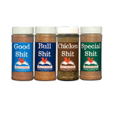Big Cock Ranch Gourmet Seasoning Bundle All-Purpose Special Shit 13oz, Bull Shit for Steak 12oz, Good Shit Sweet N' Salty 11oz and Chicken Shit 12oz