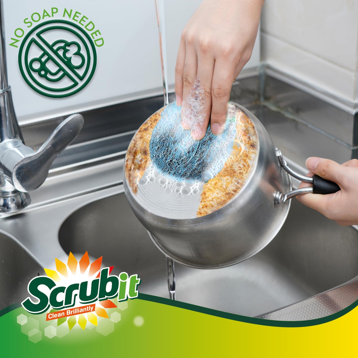 SCRUBIT 20 PK Steel Wool Soap Pads - [Updated Not-Kosher!] - Metal Scouring Cleaning Pads for Dishes, Pots and Ovens - Pre-Soaped scrubbing Pads