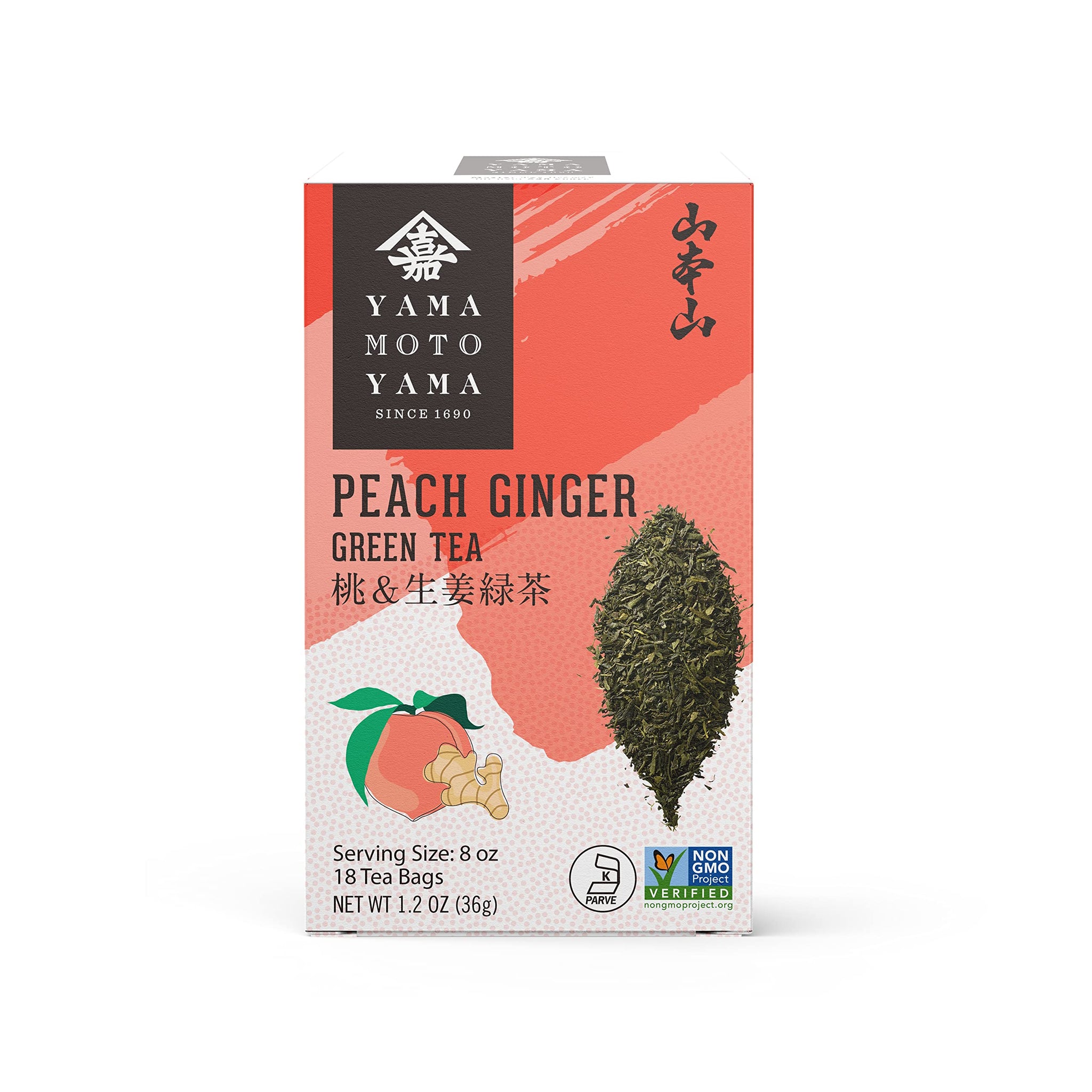 Yamamotoyama Peach Ginger Green Tea, 18 bags