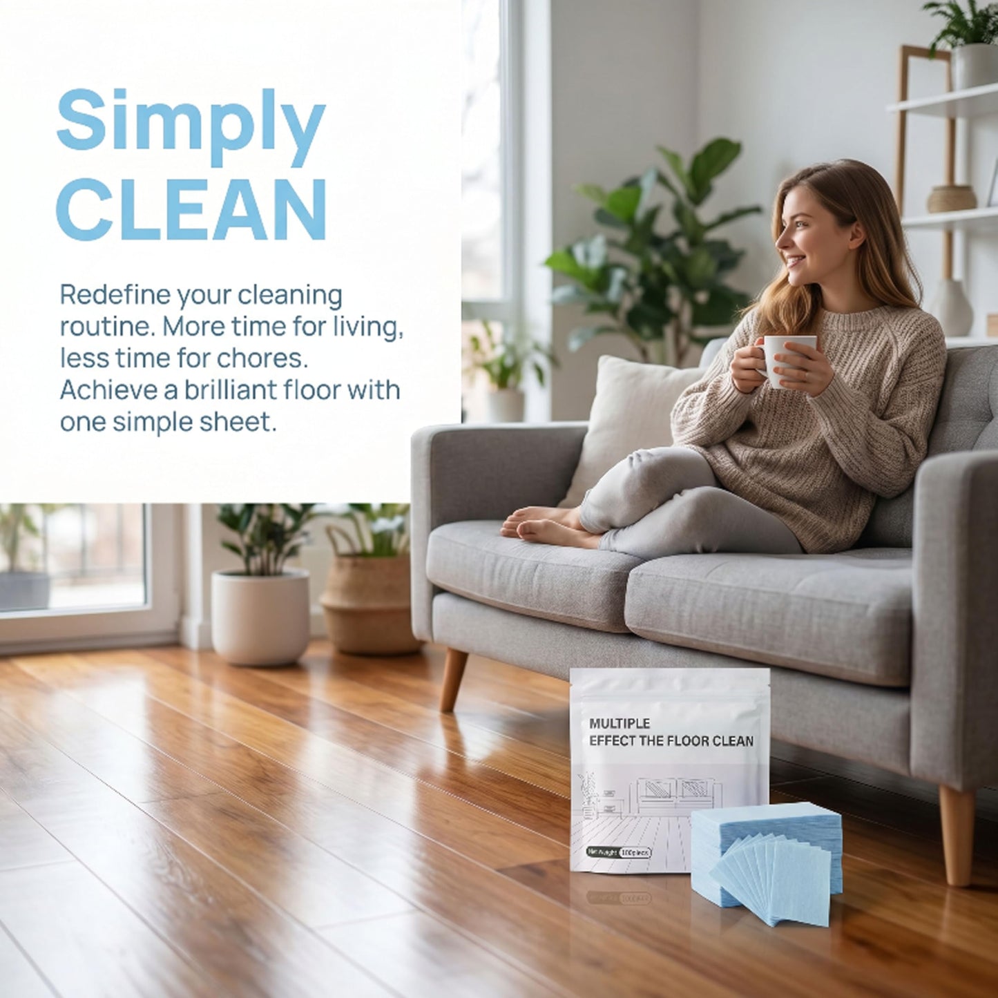 YQKSWG 100 Piece Floor Cleaning Tablets Multi-Surface Cleaner, Floor Cleaning Tablets Sheets, Water Soluble Floor Cleaner for Mopping for Hardwood