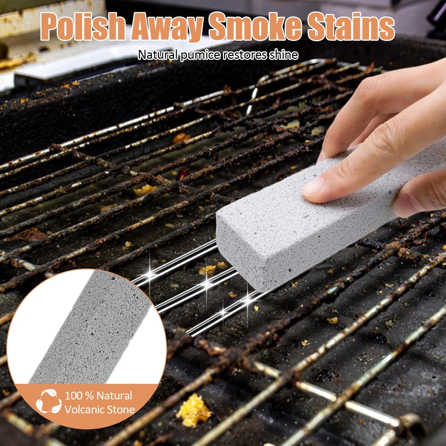 MiToBeLe Heavy Duty Oven Cleaner Brush Set,Oven Cleaning Kits,Oven Cleaning Tools Accessories with Razor Blade Scraper,Crevice Cleaning Brush,Pumice