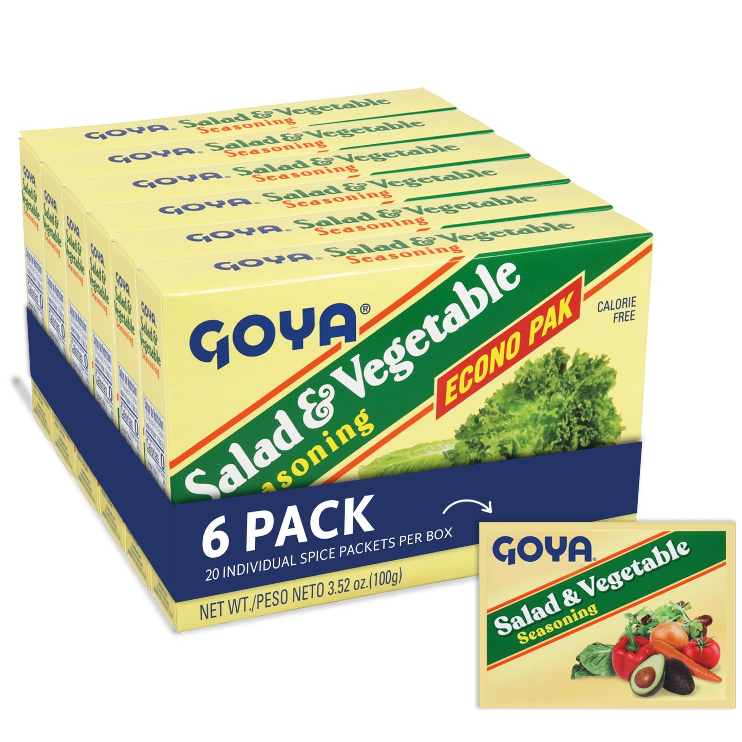 Goya Salad and Vegetable Seasoning, Leafy Greens, Purpose, 6-Pack, 3.52oz