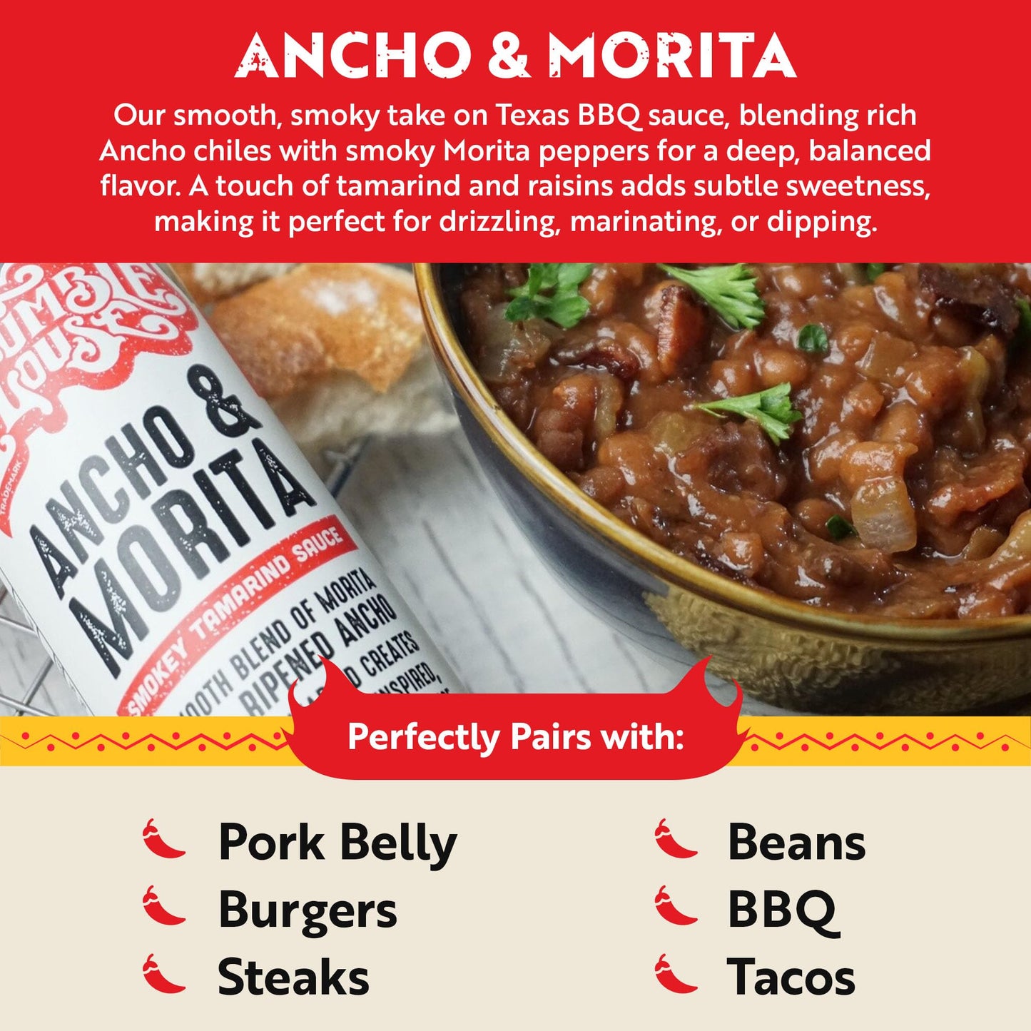 Humble House - Ancho & Morita Chiles Hot Sauce, Low in Calories and Sodium, Vegan Condiments for Chicken Wings, Steaks, Tacos, Burgers & More