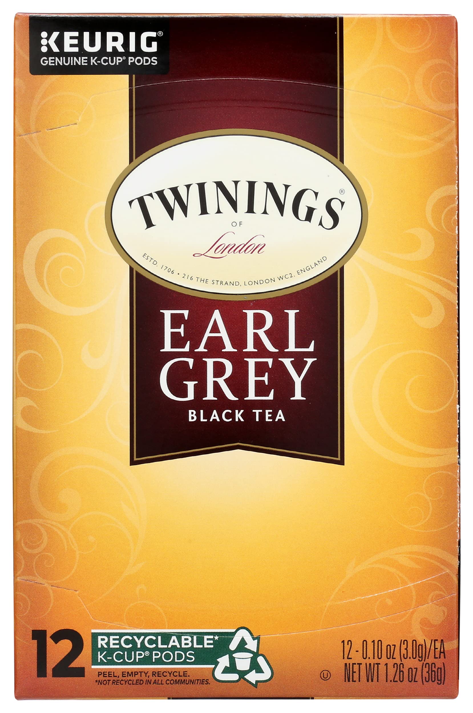 Twinings Tea Earl Grey Tea, K-cup, 12 ct