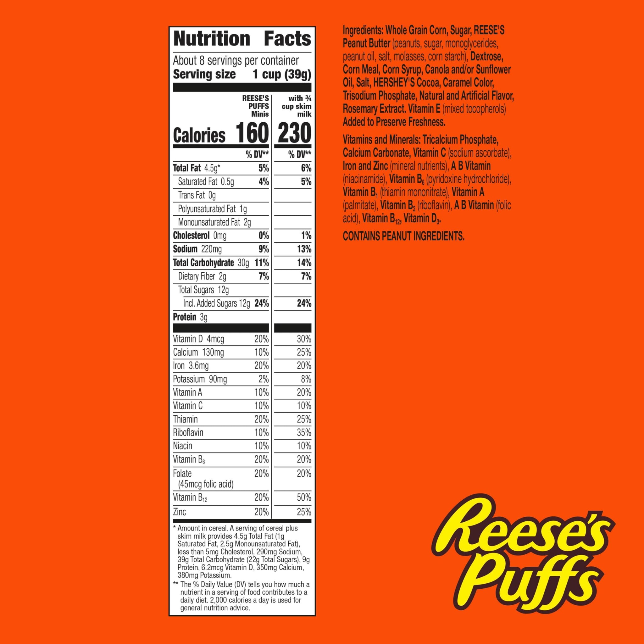 Reese's Puffs Minis Breakfast Cereal, Chocolate Peanut Butter Cereal, 11.7 OZ