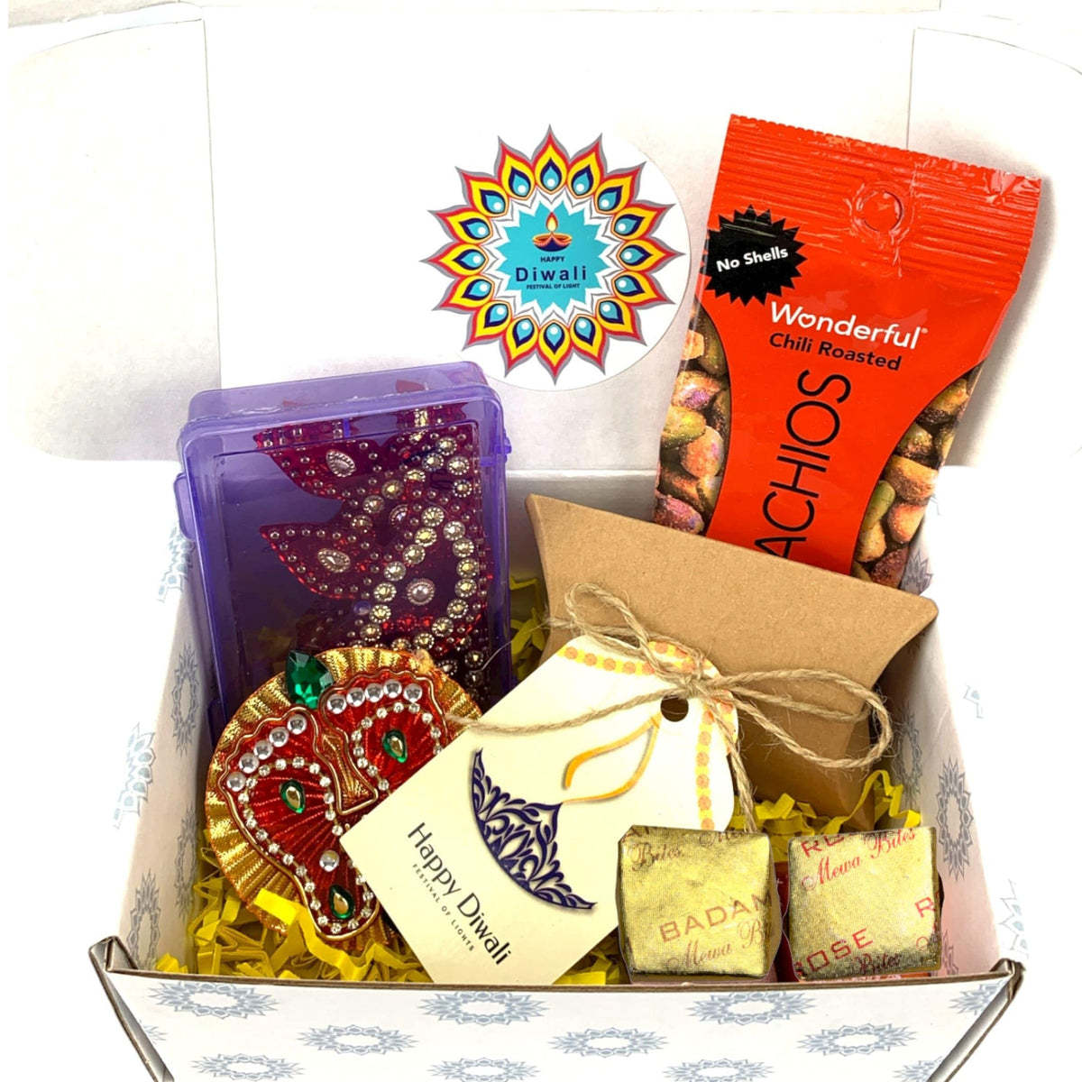LOVENSPIRE Personalized Diwali Gifts Hamper Acrylic Rangoli Laxmi Feet Gift Box Indian Diwali Gift Boxes Deepawali Hamper Basket for Employees Home
