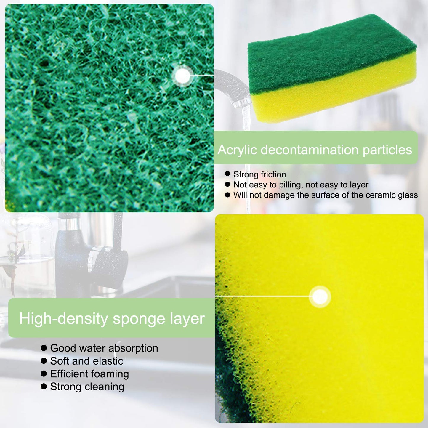 Sadocom 30 Pack Sponge Individually Wrapped, Non Scratch Scrouing Sponges for Household Cleaning, Dishes, Kitchen, Apartment, Car, Bike