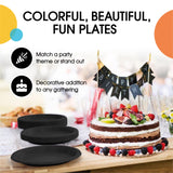 Exquisite Party Solids Black Plastic Plates For Party 9" Black Disposable Plates 50 Pcs Plastic Dinnerware Sets Heavy Duty 350 GSM Disposable