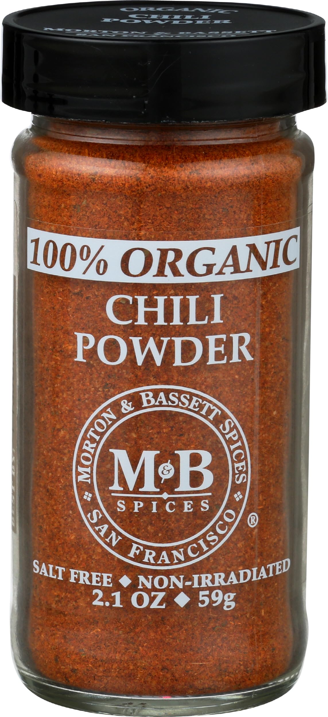 Morton & Bassett 100% Organic Chili Powder | Robust Blend for Tacos, Chili & Tex-Mex Dishes | Gluten Free, Salt Free, Non-GMO | 2.1 oz Jar