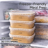 Leafiew 50 Pack 35Oz Disposable Meal Prep Containers With Lids - Microwave and Freezer Safe Kraft Paper Bowls with Lids and Forks - Disposable Food