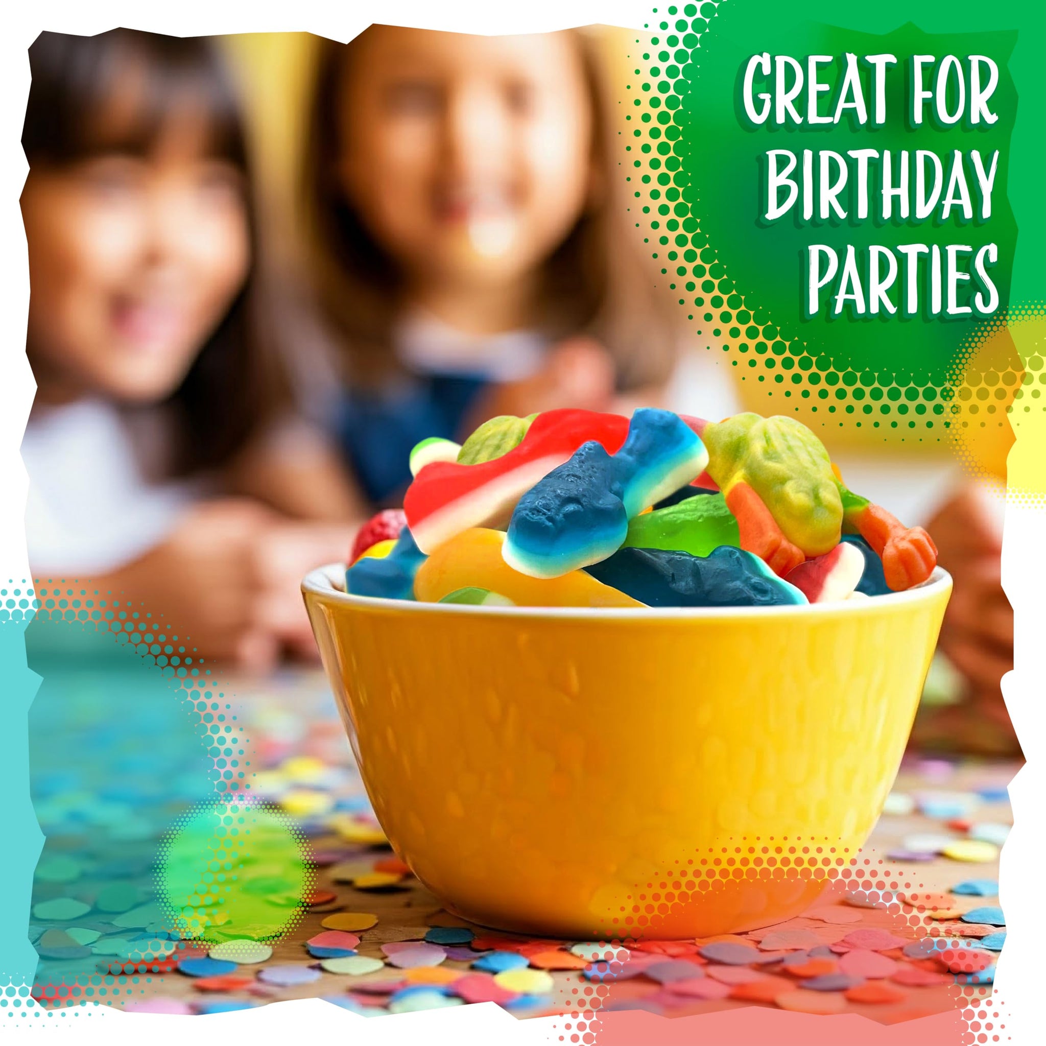 Gummy Sharks and Rainforest Frogs Candy Mix | 2 Pound Bulk Bag | Ocean and Jungle Critters | Assorted Fruit Flavors Gummy Mix | Party Favors, Goodie