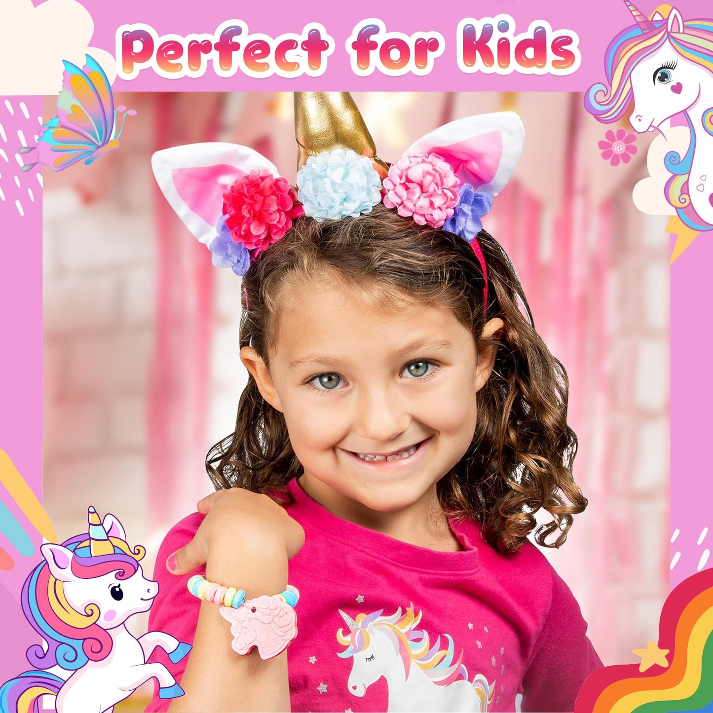 Imagine Splash Unicorn Candy Bracelet - 12 Count Individually Wrapped Edible Unicorn Jewelry - Rainbow Fruit Flavored Candy Bracelets - Party Favors