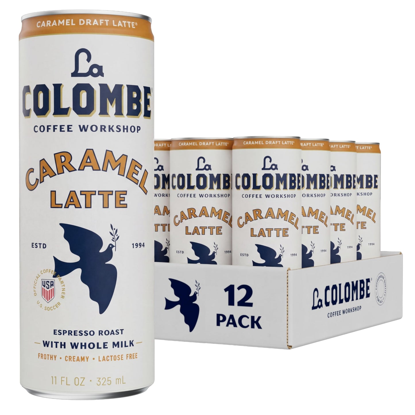 La Colombe Coffee, Caramel Draft Latte, 11 fl oz Cans (Pack of 12), Coffeehouse Quality Cold Brew, Specialty Grade Coffee Beans, Ready-to-Drink