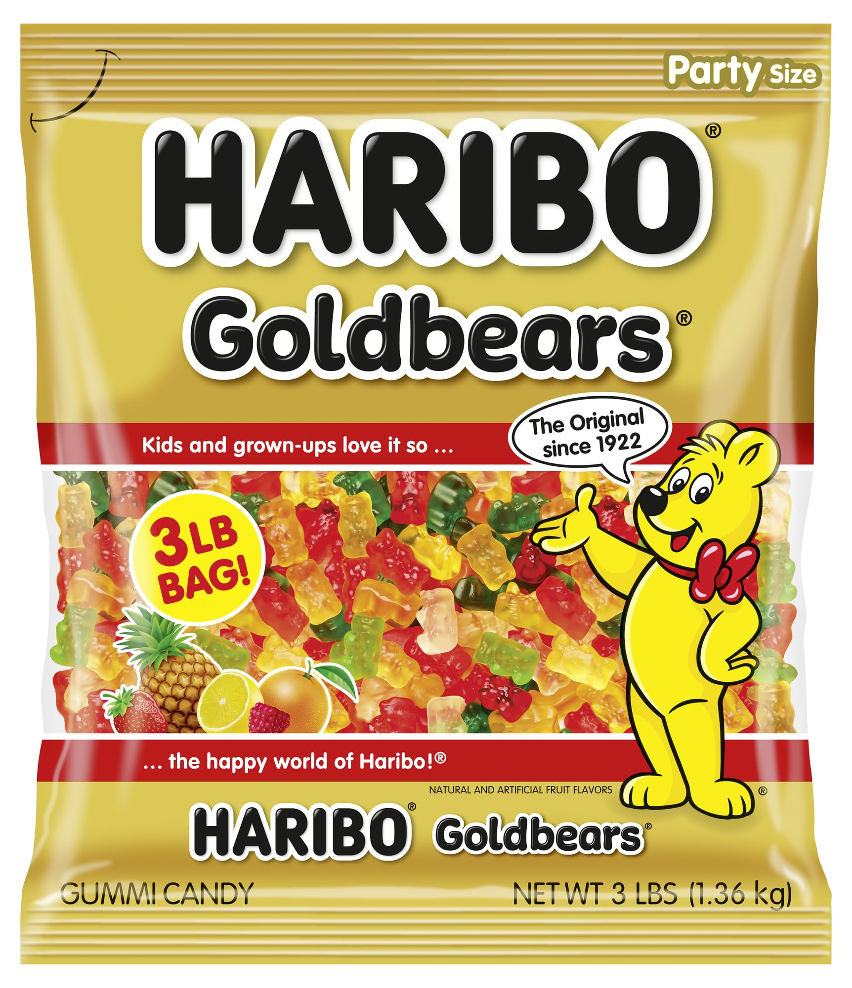 HARIBO Goldbears, Gummi Candy, 3 lb Bag, Assorted Flavors