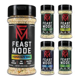 Feast Mode Flavors | Gainz Pack | 5 count | 5oz seasonings | Hawaiian BBQ | Garden Veggie | Butter Herb | Farmhouse Ranch | Asiago Jalapeno | meal