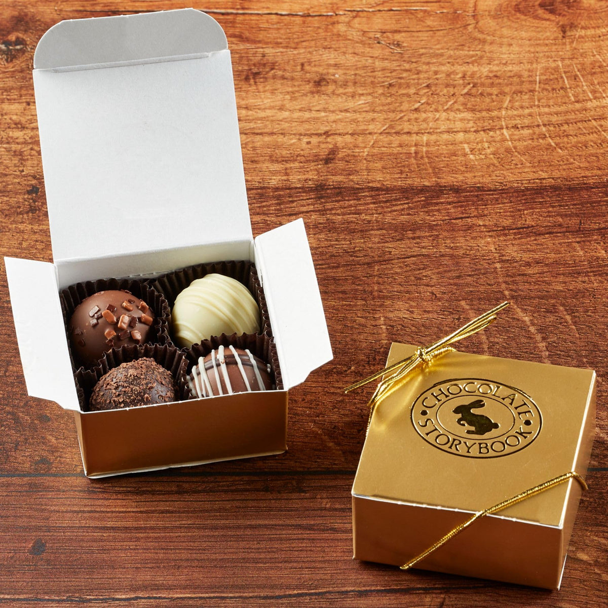 4pc Gold Chocolate Truffle Assortment (12 Boxes) - Perfect for Events, Weddings, Client & Employee Gifts