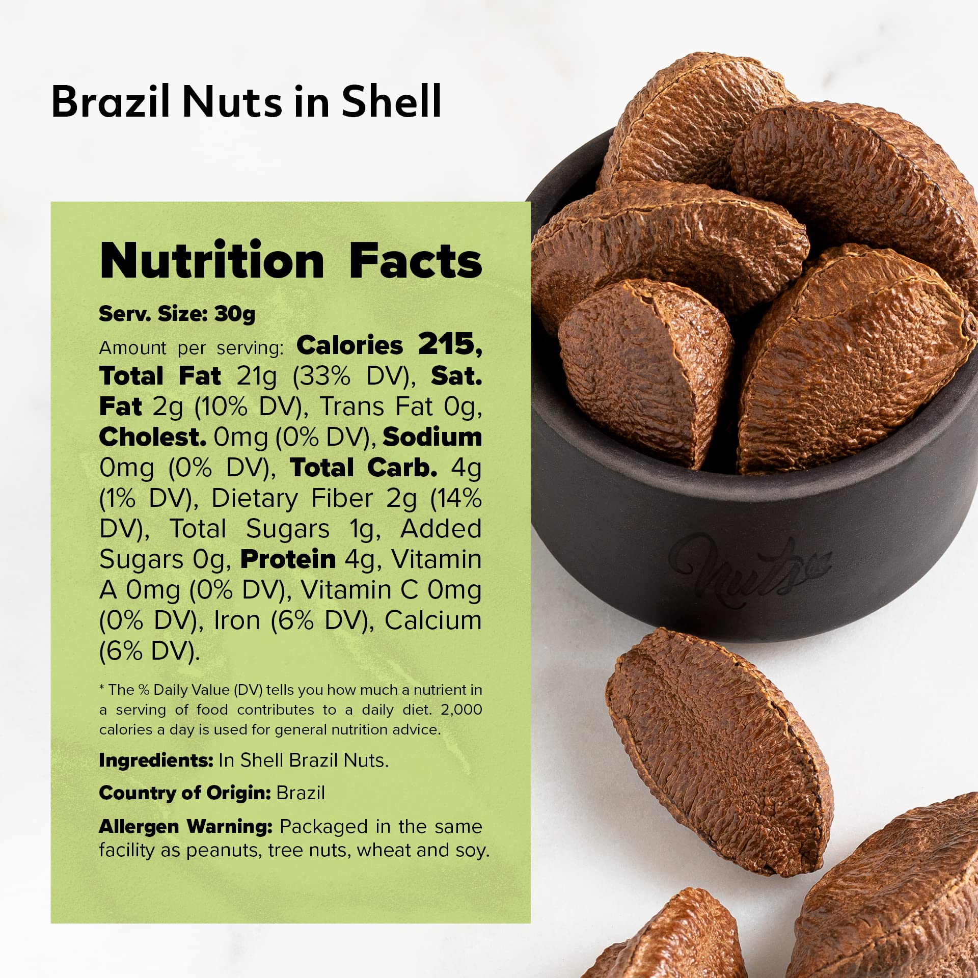 NUTS U.S. - Brazil Nuts In Shell | No Added Colors and No Artificial Flavors | Non-GMO and Natural | Fresh Buttery Taste and Raw | Pasteurized