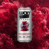 Lucky Energy Sugar Free Energy Drinks, Red Ryder Punch, 16oz Cans (12-Pack) Healthy, Zero Sugar Energy Drink with Maca, Ginseng, Beta-Alanine, Taurine