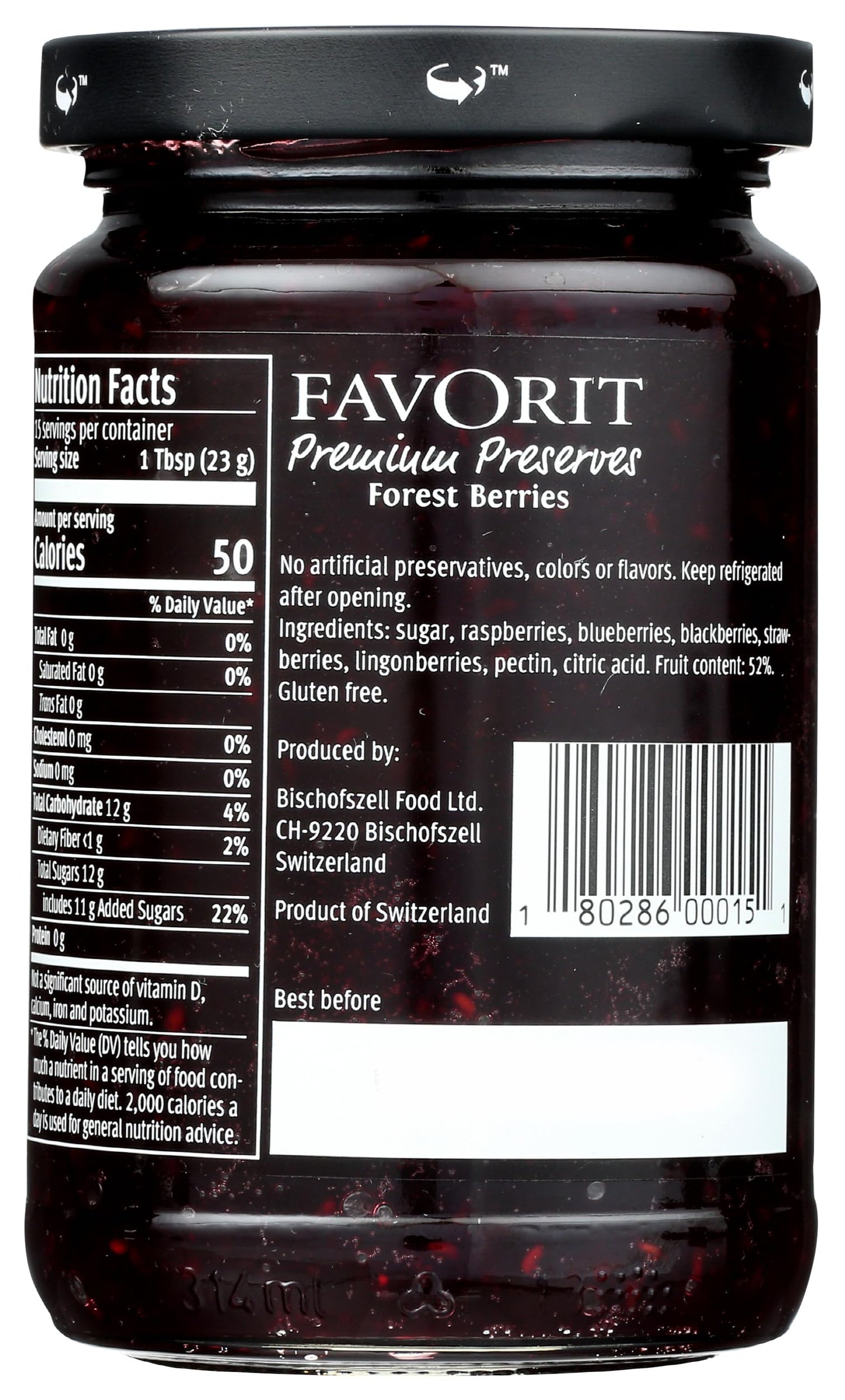 Favorit Preserve Forest Berry, 12.3 oz