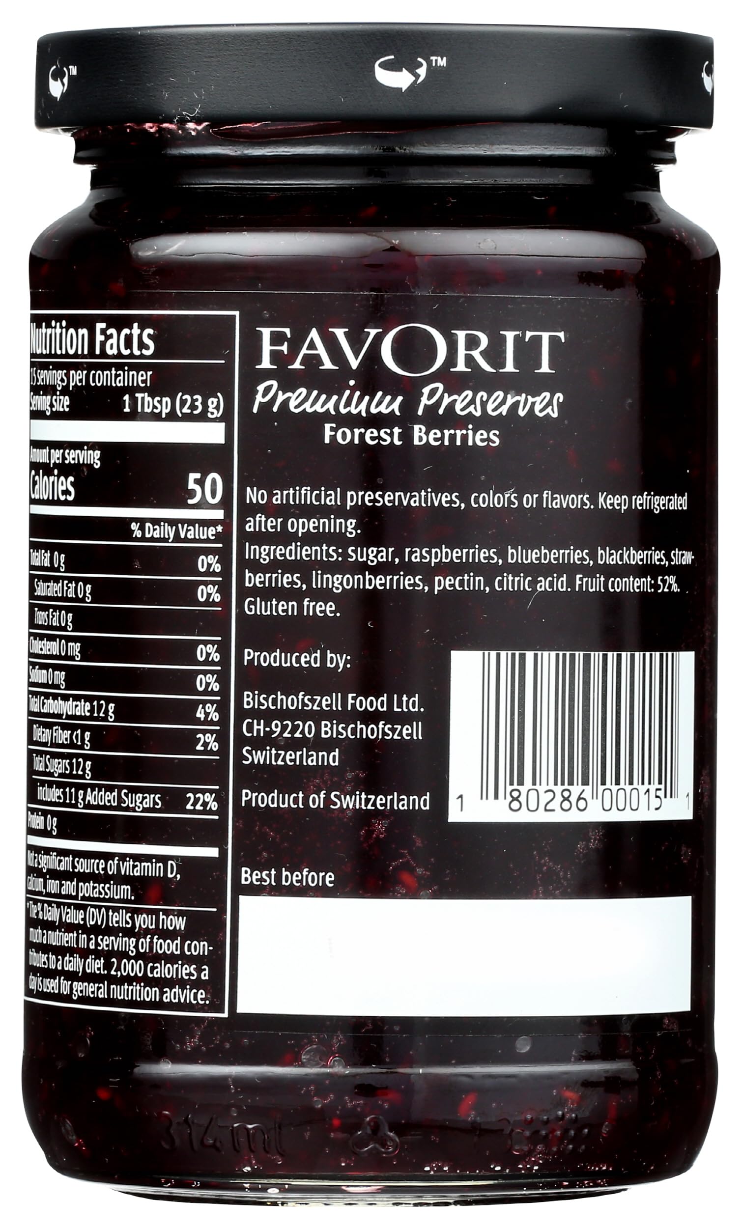 Favorit Preserve Forest Berry, 12.3 oz