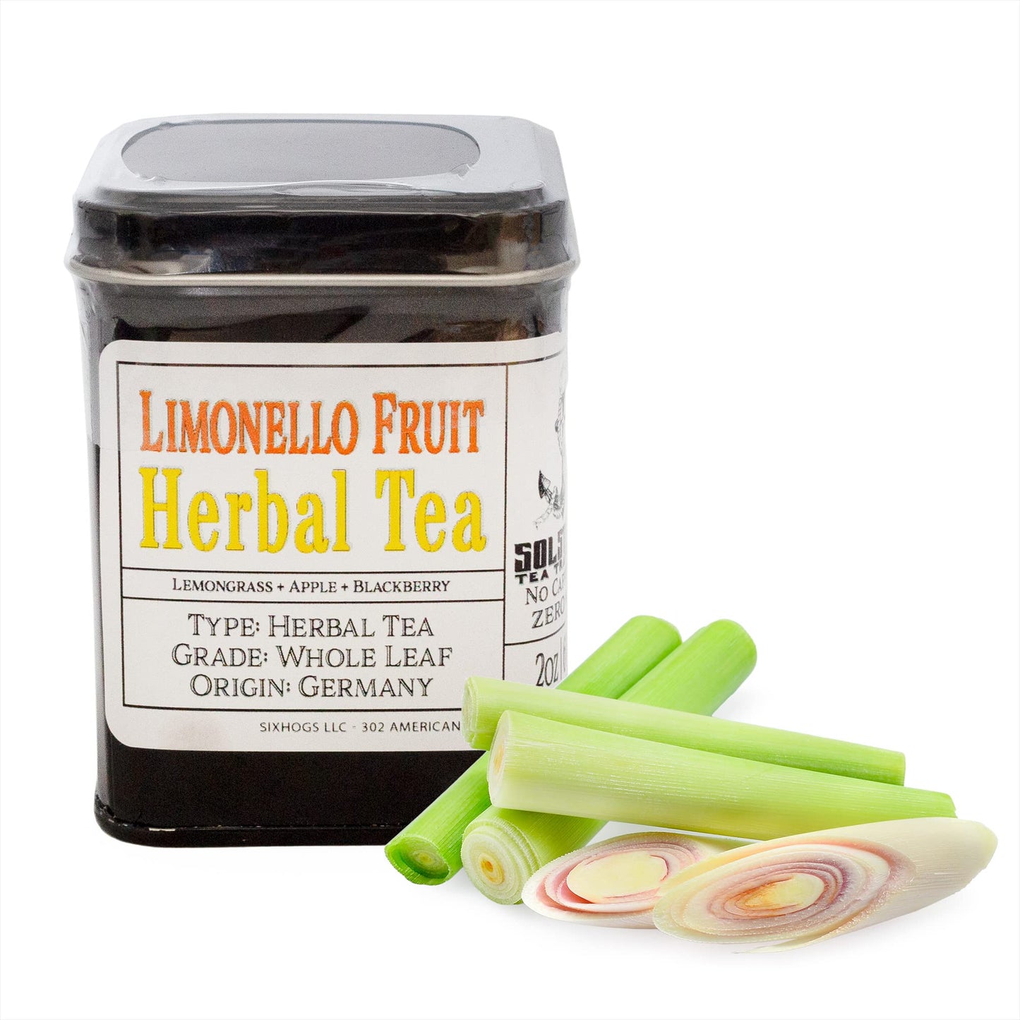 Solstice Limonello Herbal Loose Leaf Tea (60 Grams, Metal Tin); Citrus Caffeine Free Tisane, Makes Approx. 30 Servings