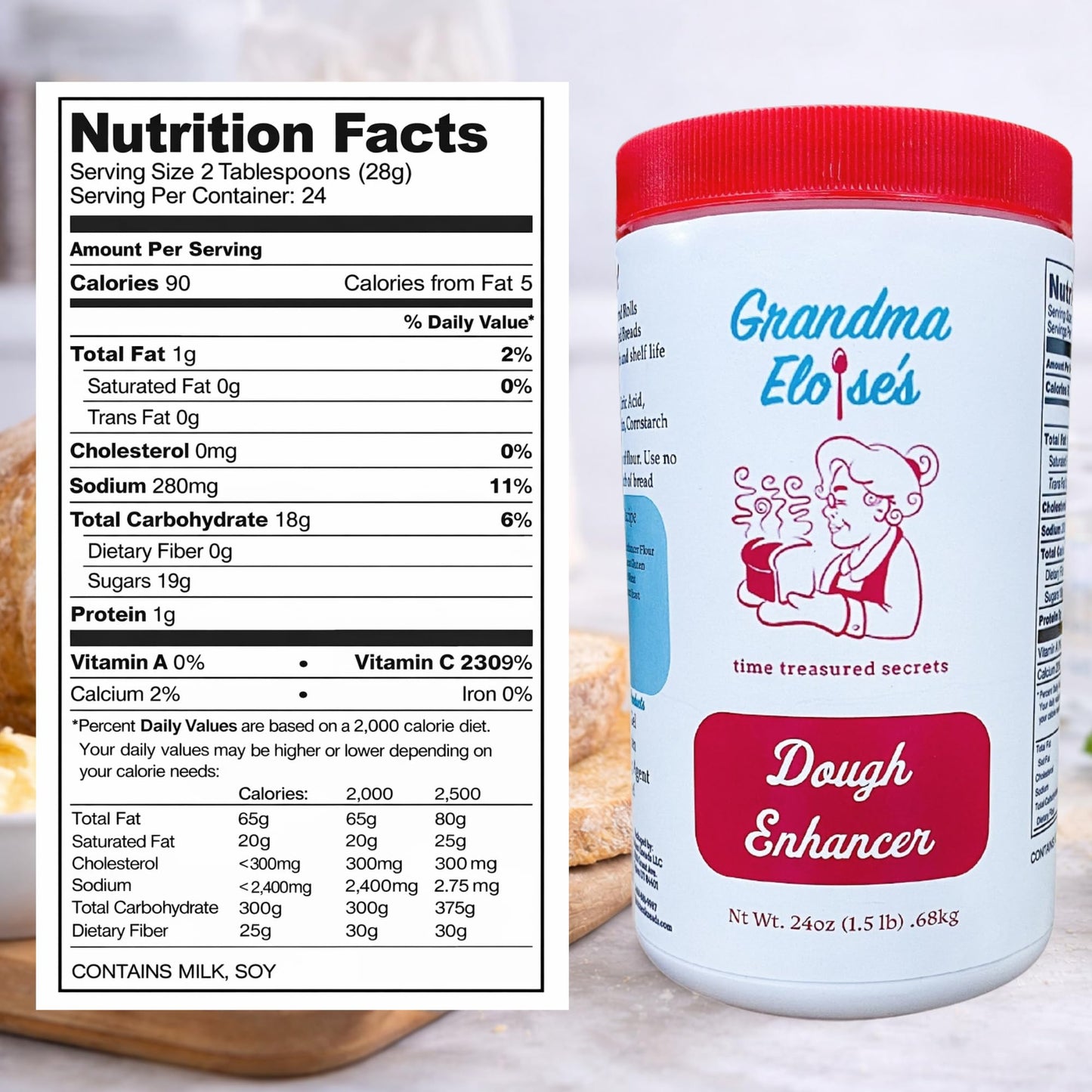 Grandma Eloise’s Dough Conditioner for Bread Baking - 24 Oz - Improves Rise, Texture & Shelf Life - Makes Soft, Fluffy Whole Wheat & White Bread