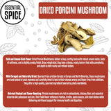 Essential Spice Dried Organic Porcini Mushrooms - Rich Umami Flavor & Meaty Texture - Ideal for Risottos, Sauces, Stews & Broths - Wild-Harvested